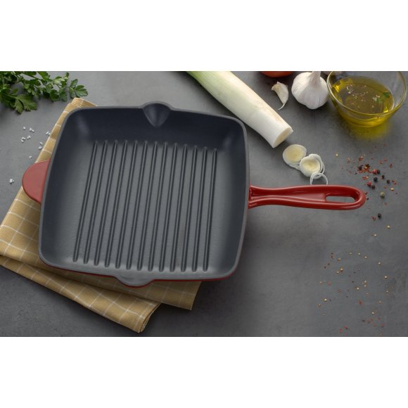 WYPRZEDAŻ! MG HOME | PATELNIA GRILLOWA ŻELIWNA INFINITO 26 CM / nieprzywierająca powłoka