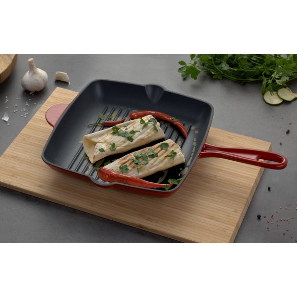 WYPRZEDAŻ! MG HOME | PATELNIA GRILLOWA ŻELIWNA INFINITO 26 CM / nieprzywierająca powłoka