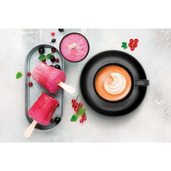 MG HOME | ZESTAW FILIŻANEK ZE SPODKIEM Z KAMIONKI ARTENA BLACK 4x220 ml