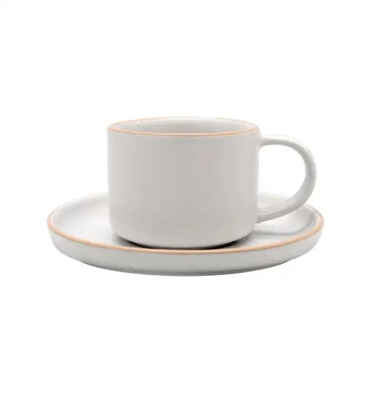 MG HOME | ZESTAW FILIŻANEK ZE SPODKIEM Z KAMIONKI ARTENA WHITE 4x220 ml