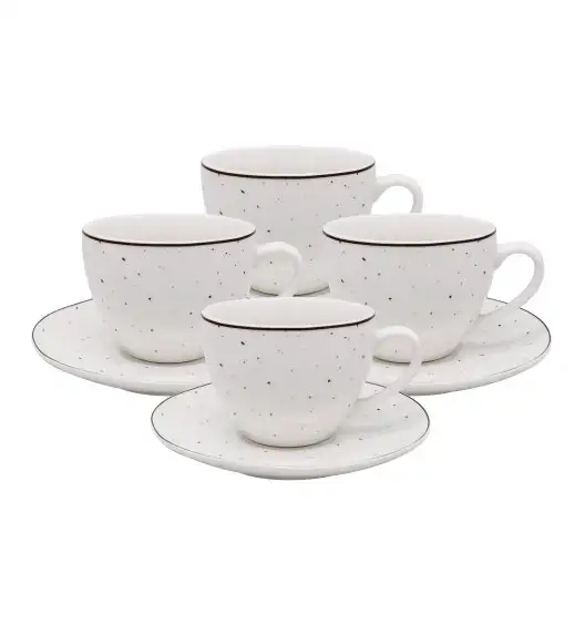 MG HOME | ZESTAW KAWOWY Z PORCELANY GEMMA WHITE 4x240 ml