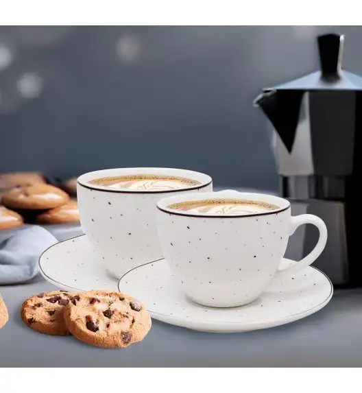 MG HOME | ZESTAW KAWOWY Z PORCELANY GEMMA WHITE 4x240 ml