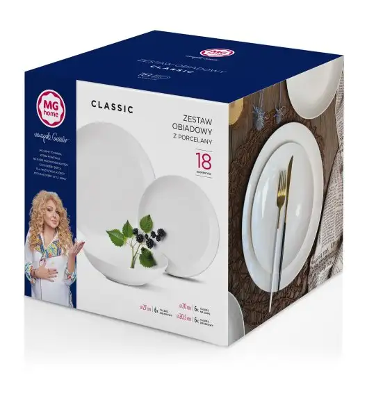 MG HOME | ZESTAW OBIADOWY Z PORCELANY CLASSIC 18 EL / 6 OS
