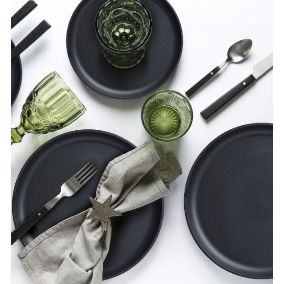 MG HOME | ZESTAW OBIADOWY Z KAMIONKI ARTENA BLACK 18 EL / 6 OS