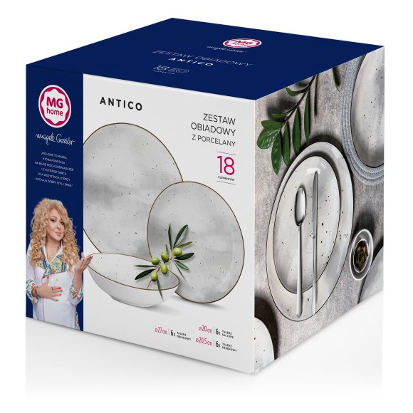 MG HOME ANTICO SERWIS OBIADOWY Z PORCELANY 18 EL. / 6 OS.