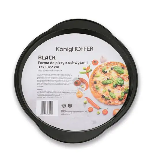 KONIGHOFFER FORMA DO PIZZY BLACK Z UCHWYTAMI 37X33X2CM