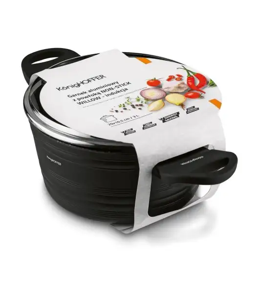 KONIGHOFFER WILLOW GARNEK ALUM. Z POWŁOKĄ GRANITOWĄ 20CM INDUKCJA