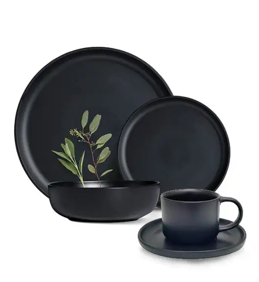 MG HOME | ZESTAW OBIADOWY Z KAMIONKI ARTENA BLACK 60 EL / 12 OS