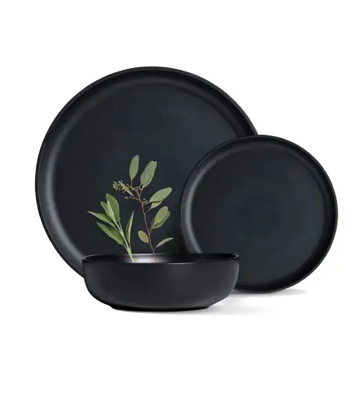 MG HOME | ZESTAW OBIADOWY Z KAMIONKI ARTENA BLACK 24 EL / 6 OS
