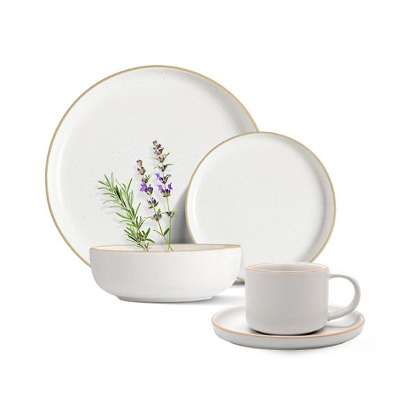 MG HOME | ZESTAW OBIADOWY Z KAMIONKI ARTENA WHITE 60 EL / 12 OS