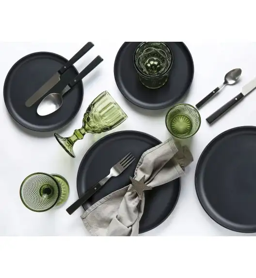 MG HOME | ZESTAW OBIADOWY Z KAMIONKI ARTENA BLACK 48 EL / 12 OS