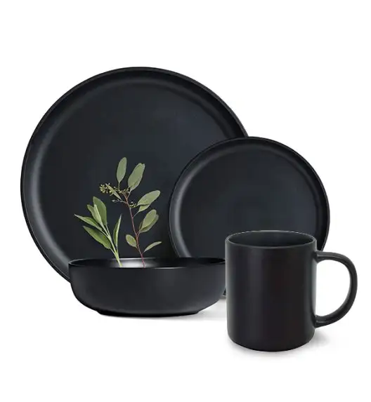 MG HOME | ZESTAW OBIADOWY Z KAMIONKI ARTENA BLACK 48 EL / 12 OS