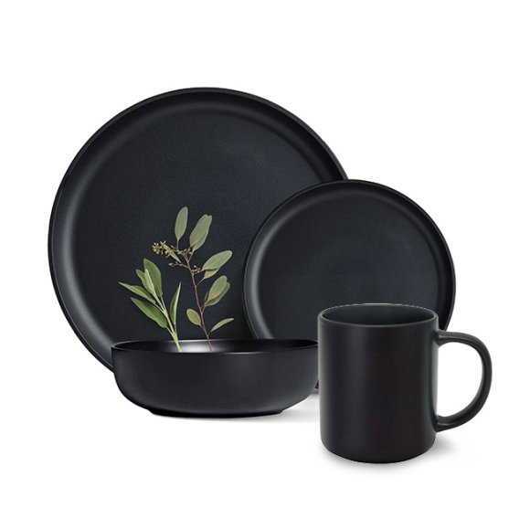 MG HOME | ZESTAW OBIADOWY Z KAMIONKI ARTENA BLACK 48 EL / 12 OS