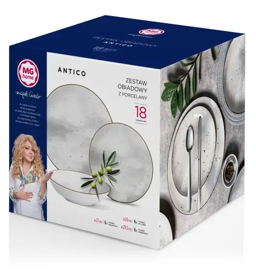 MG HOME | ZESTAW OBIADOWY Z PORCELANY ANTICO 60 EL. / 12 OS.