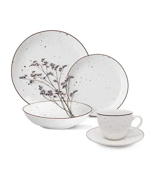 MG HOME | ZESTAW OBIADOWY Z PORCELANY GEMMA WHITE 60 EL / 12 OS