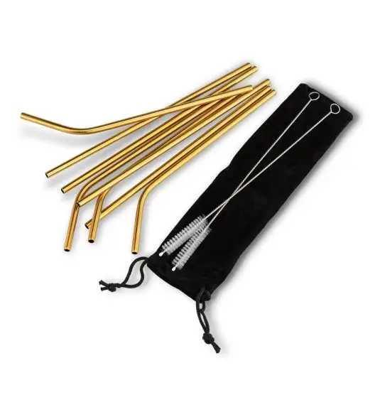 TADAR ZESTAW SŁOMEK 11 ELEM.GOLD / 8 SŁOMEK + 2 SZCZOTKI + POKROWIEC