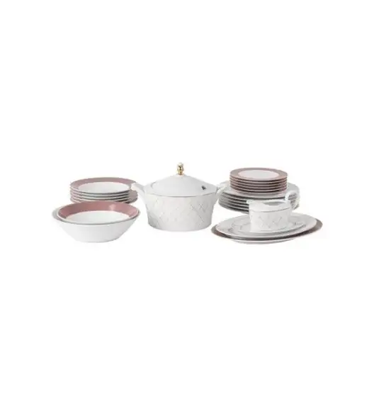 ĆMIELÓW JENNY MOKKA | Serwis obiadowy 25 el. / 6 os. (H106) / ręcznie malowana porcelana