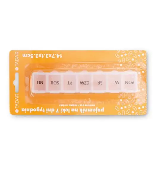 TADAR POJEMNIK NA LEKI 7 DNI TYGODNIA 14X2,5X2,5CM