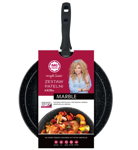 MG HOME | MARBLE KOMPLET 2 PATELNI ALUMINIOWYCH 24/28 CM