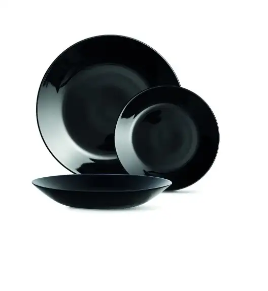 MG HOME | OPAL CZARNY KOMPLET OBIADOWY 18 EL (OKRĄGŁY) FERA