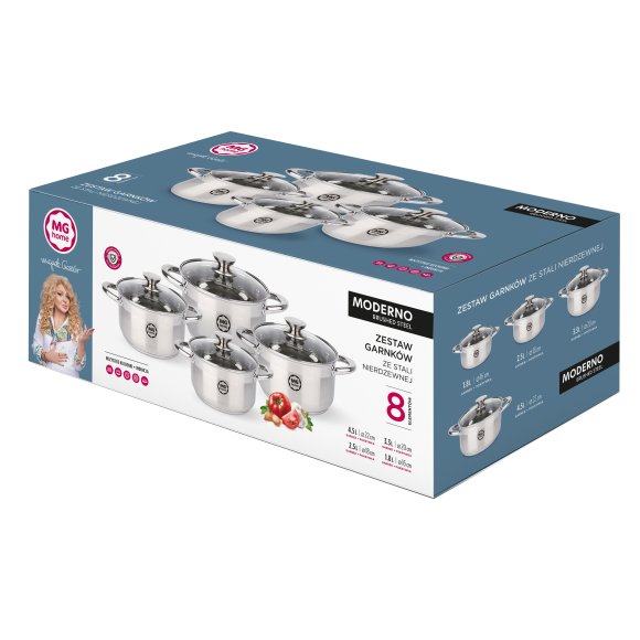 MG HOME | MODERNO STEEL BRUSHED KOMPLET GARNKÓW 8 EL.