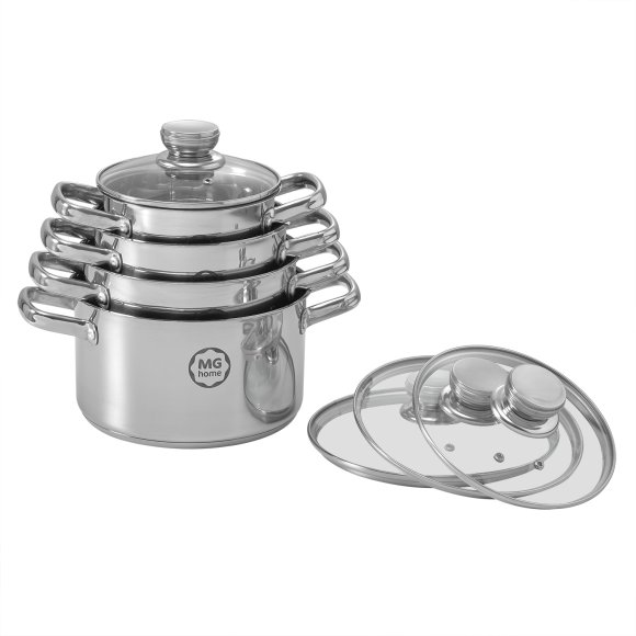 MG HOME | STILO KOMPLET GARNKÓW 8 EL. / STAL NIERDZEWNA