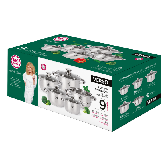 MG HOME | VERSO KOMPLET GARNKÓW 9 EL. STAL NIERDZEWNA