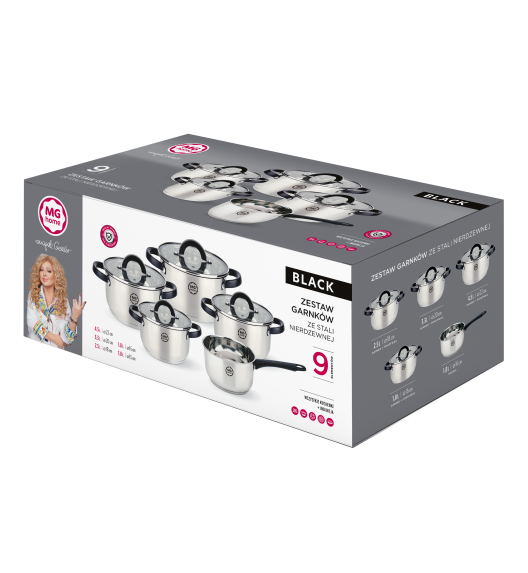 MG HOME | BLACK KOMPLET GARNKÓW  + RONDEL 9 EL.