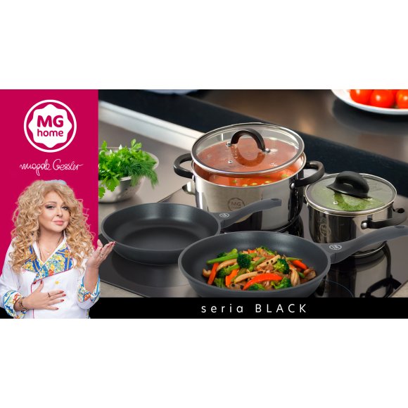 WYPRZEDAŻ! MG HOME | BLACK KOMPLET GARNKÓW  + RONDEL 9 EL.