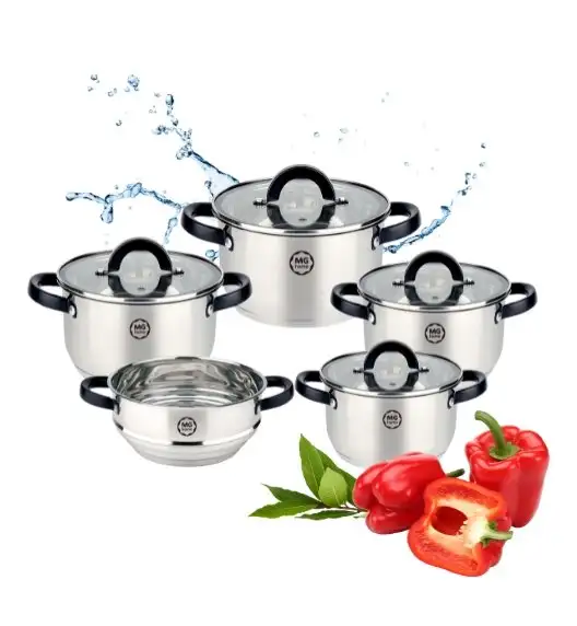 MG HOME | BLACK KOMPLET GARNKÓW  + WKŁAD DO GOTOWANIA NA PARZE 9 EL.