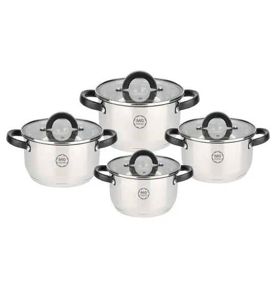 MG HOME | BLACK KOMPLET GARNKÓW ZE STALI NIERDZEWNEJ 8 EL.
