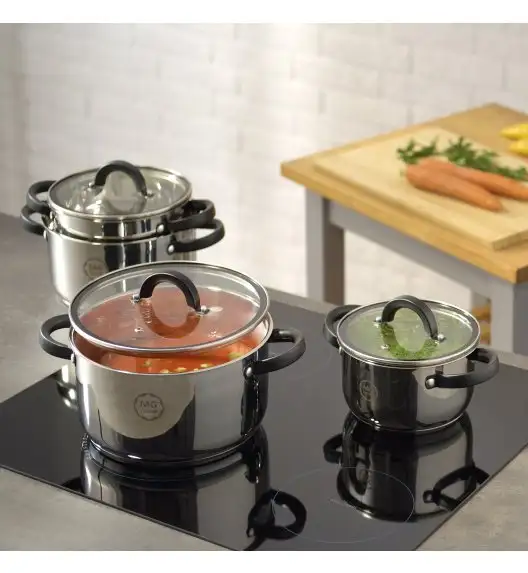 MG HOME | BLACK KOMPLET GARNKÓW ZE STALI NIERDZEWNEJ 8 EL.