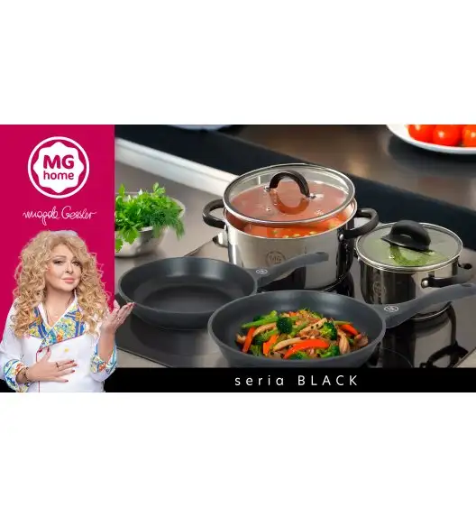 MG HOME | BLACK KOMPLET GARNKÓW ZE STALI NIERDZEWNEJ 8 EL.