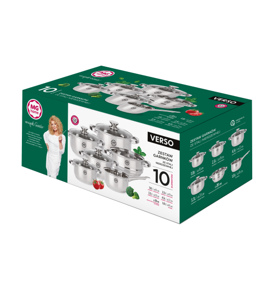 MG HOME | VERSO GARNKI 10 EL.+ WKŁAD DO GOT. NA PARZE