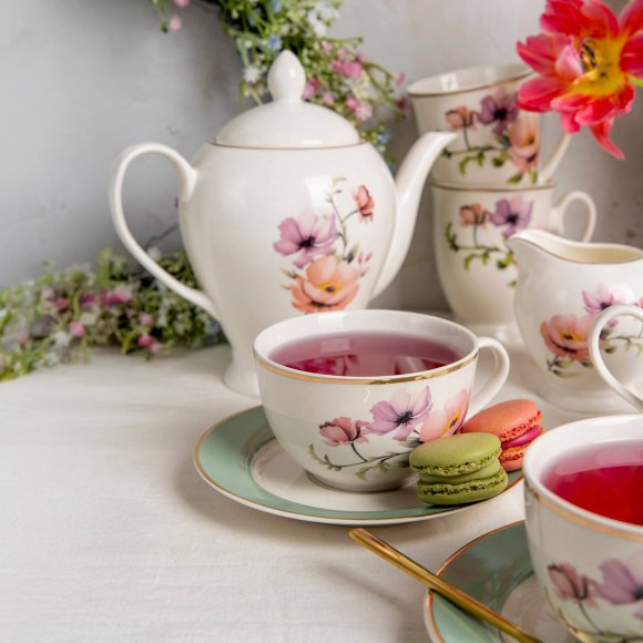 AMBITION FLORES Serwis komplet kawowy 12 el dla 6 os / porcelana