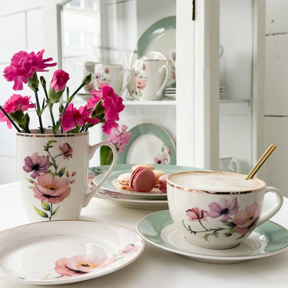 AMBITION FLORES Serwis komplet kawowy 12 el dla 6 os / porcelana