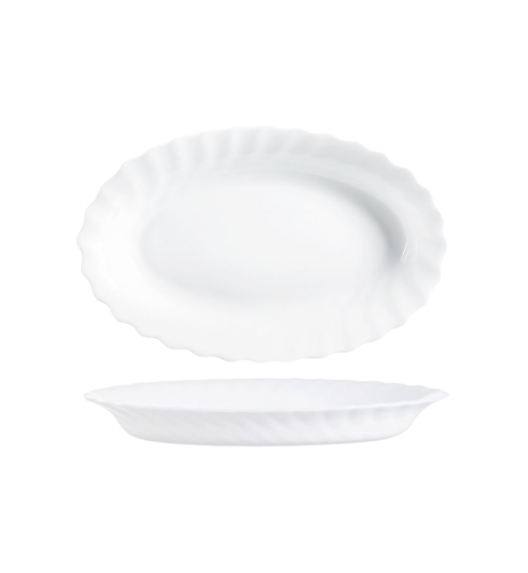 LUMINARC TRIANON WHITE Półmisek owalny 22 cm | biały | szkło hartowane | H4126