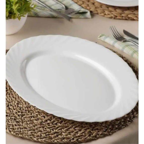 LUMINARC TRIANON WHITE Półmisek owalny 22 cm | biały | szkło hartowane | H4126