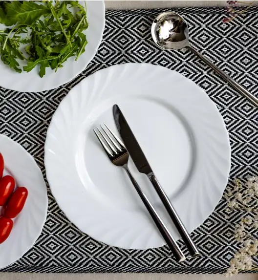 LUMINARC TRIANON WHITE Talerz obiadowy 27 cm | biały | szkło hartowane | 68977/V8353