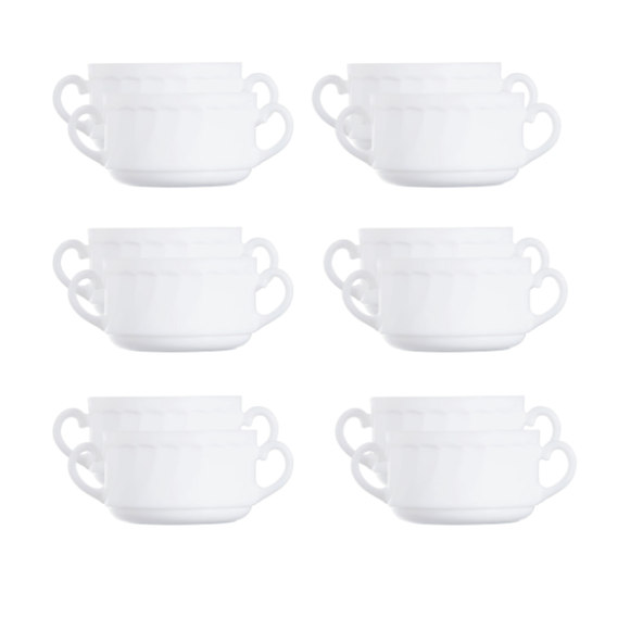 LUMINARC TRIANON WHITE Bulionówka 300 ml - 12 SZT. | 10 cm / szkło hartowane