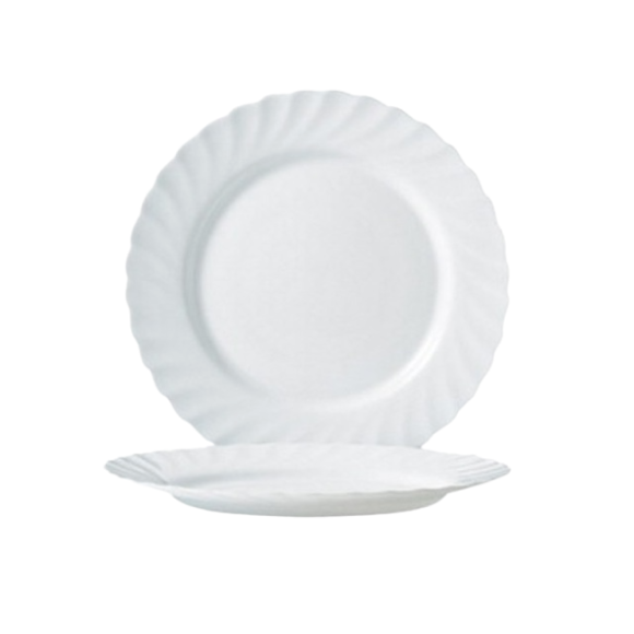 LUMINARC TRIANON WHITE Talerz obiadowy 27 cm - 6 SZT. | biały | szkło hartowane | 68977/V8353