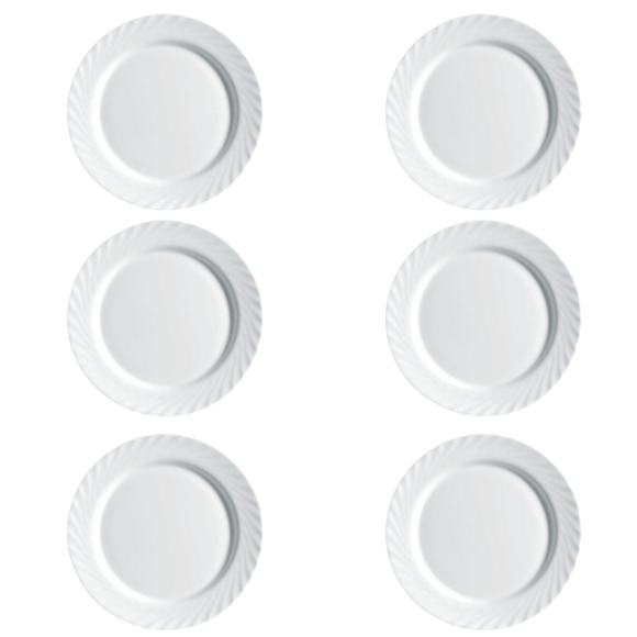 LUMINARC TRIANON WHITE Talerz obiadowy 27 cm - 6 SZT. | biały | szkło hartowane | 68977/V8353