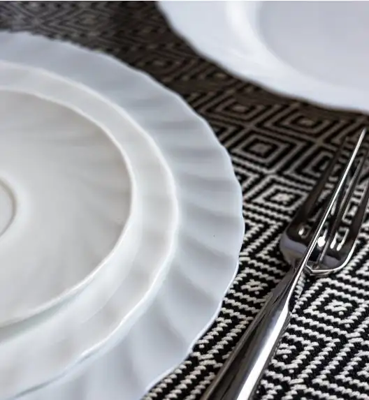 LUMINARC TRIANON WHITE Talerz obiadowy 27 cm - 6 SZT. | biały | szkło hartowane | 68977/V8353