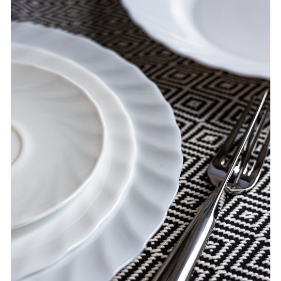 LUMINARC TRIANON WHITE Talerz obiadowy 27 cm - 6 SZT. | biały | szkło hartowane | 68977/V8353