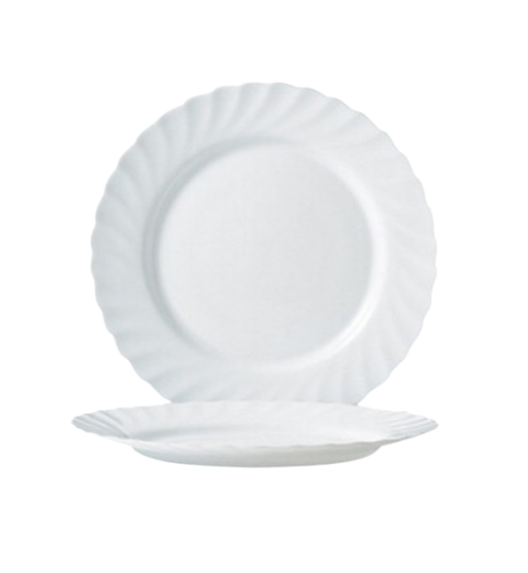 LUMINARC TRIANON WHITE Talerz obiadowy 27 cm - 12 SZT. | biały | szkło hartowane | 68977/V8353