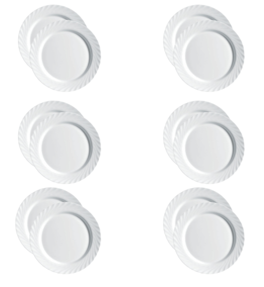 LUMINARC TRIANON WHITE Talerz obiadowy 27 cm - 12 SZT. | biały | szkło hartowane | 68977/V8353