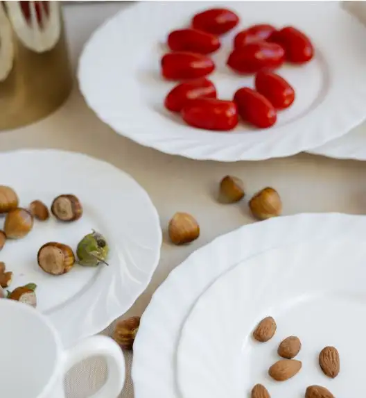 LUMINARC TRIANON WHITE Talerz obiadowy 27 cm - 12 SZT. | biały | szkło hartowane | 68977/V8353