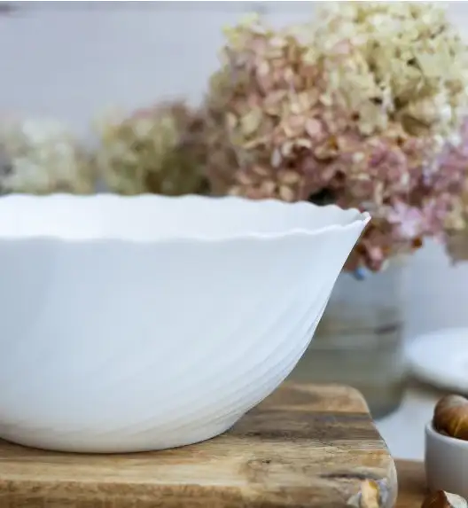 LUMINARC TRIANON WHITE OPK | Komplet obiadowy 38 el dla 12 os z salaterkami | szkło hartowane | 144