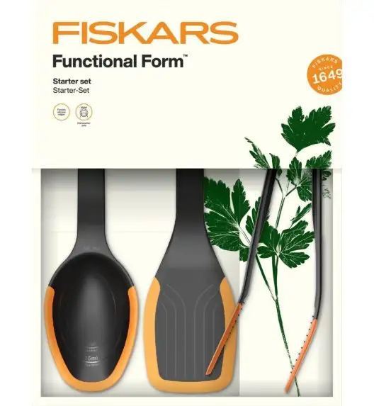 FISKARS FUNCTIONAL FORM 1027306 Zestaw kuchenny (łyżka + szpatułka + szczypce)