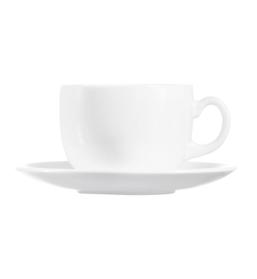 LUMINARC DIWALI WHITE Komplet 6 filiżanek 220 ml ze spodkami 14 cm| biały | szkło hartowane 